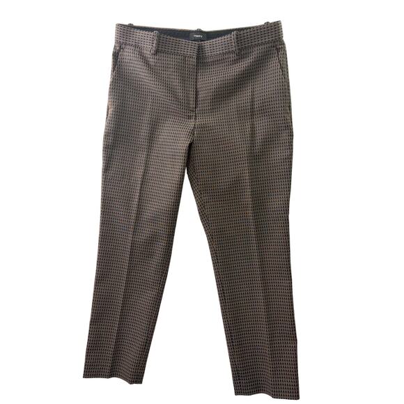 Theory Treeca 2 Dot Jacquard Slim Leg Pant • Brown & Green • Size 10 - Picture 1 of 8
